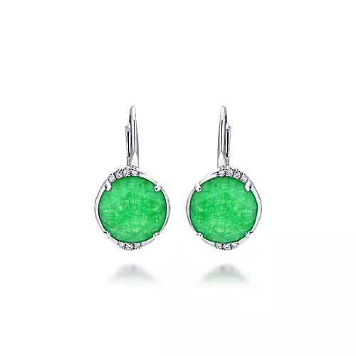Σκουλαρίκια Ασημένια Με Πράσινες Πετρές
